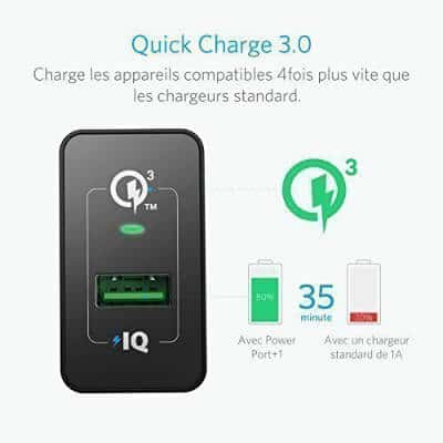 Chargeur Anker avec charge rapide Quick Charge 3.0